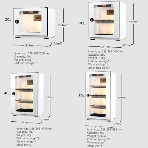 Trockenschrank Kamera Digitale Steuerung Luftentfeuchter, 20L Kleiner Elektronischer Trockenschrank mit LED-Lichtern, 3-stelliges Zahlenschloss, Feuchtigkeitsfeste Aufbewahrungsbox, für