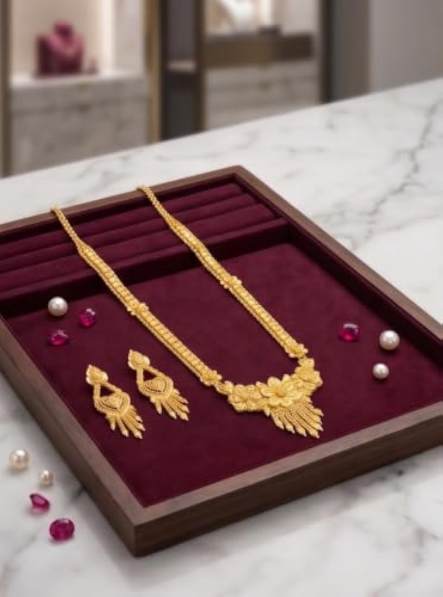 Women's Blossoming Gold Necklace Set