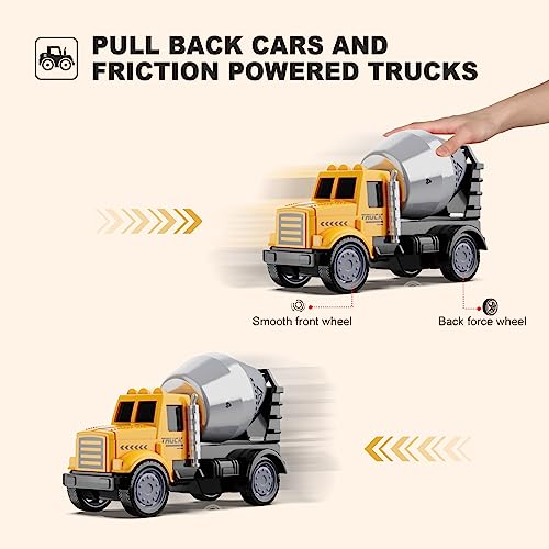 HONGTUO Kleinkind Auto Spielzeug und Spielmatte Aufbewahrungstasche 8Pcs Die-cast ConstructionVehicle Spielzeug für 1 2 3 Jahre Alten Jungen Mädchen, Geburtstagsgeschenke für Kleinkind Alter 1-2