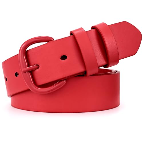 Image of WHIPPY Women Leather Belt for Jeans Pants Dresses Black Ladies Waist Belt with Pin Buckle