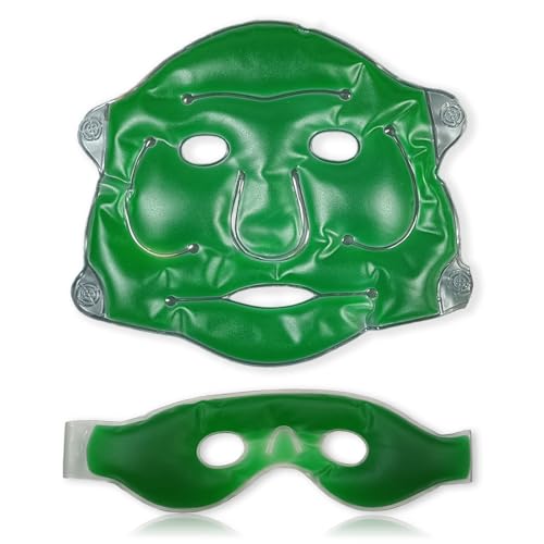 Image of Aqua Ice Face & Eye Cooling Gel Pad and Aloe Vera Gel Mask Ice Pack for Face and Eye Patches Remove Dark Circles, Fatigue Cool Eyes Patch Pads Eye Care | Facial Skin Refresh Face Mask for Hot & Cold Therapy (Aloe Face Mask, Aloe Hole Eye Mask)