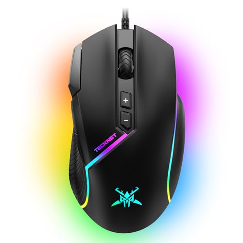 TECKNET Wired Gaming Mouse, 12,800 DPI with Optical Sensor, 8 Programmable Buttons, 13 RGB Backlit...