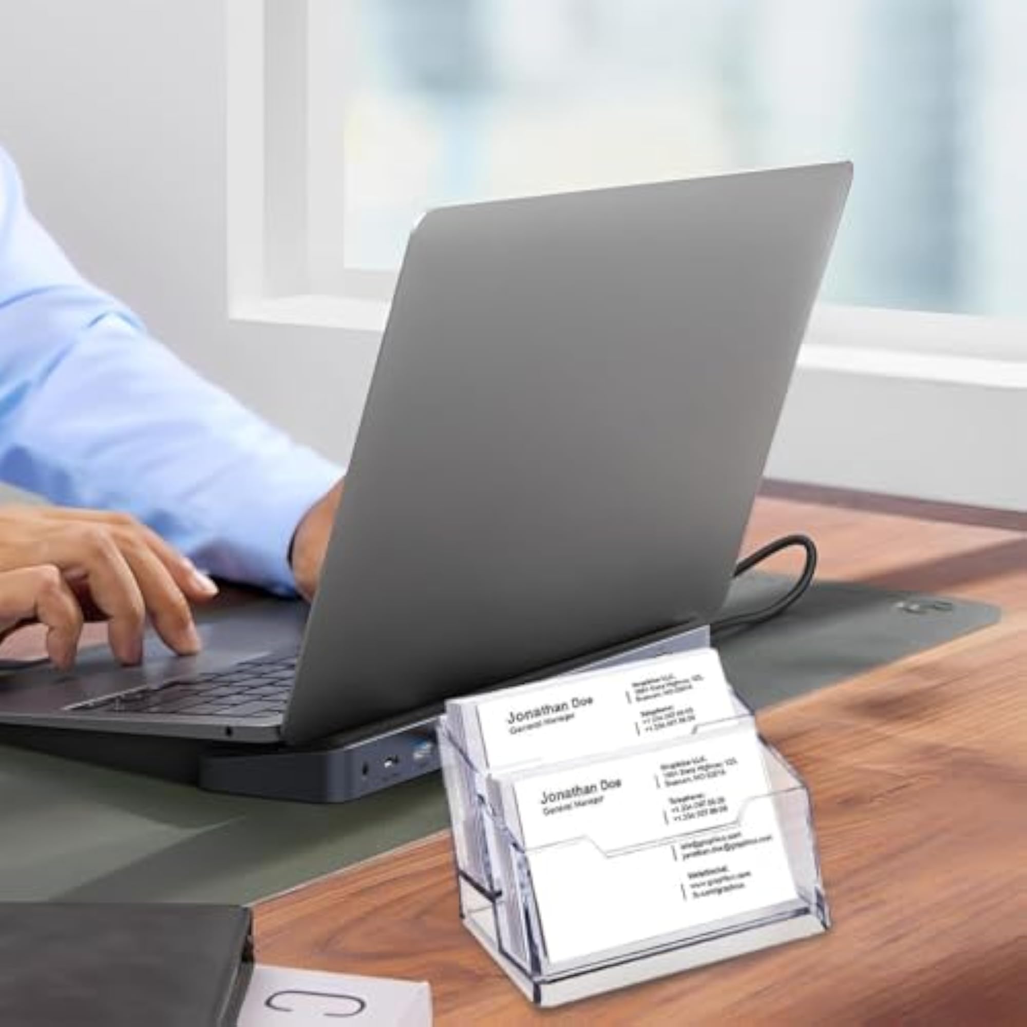 2-Tier Acrylic Crystal-Clear Business Card Holder