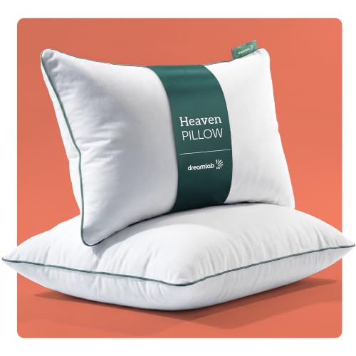 Dreamlab Set 2 Almohadas Heaven Pillow con Relleno Down Alternative | Almohada Cervical Extra Suave Relleno de Microfibras con Gel | Firmeza: Suave...