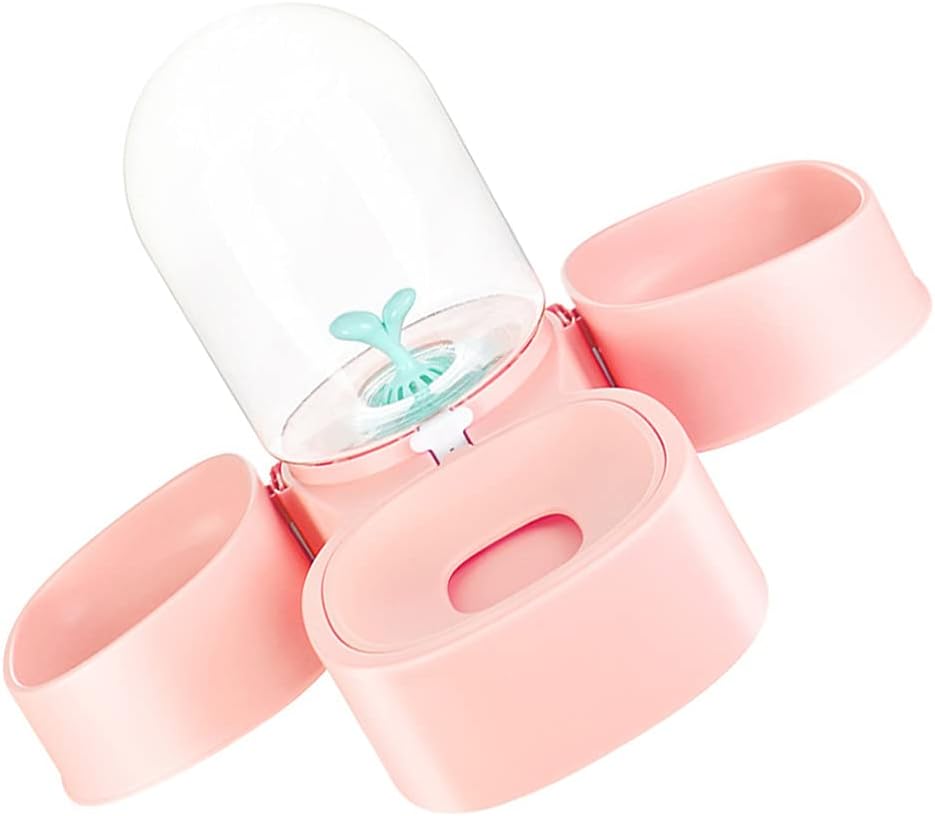 POPETPOP Detachable Pet Cat Dog Automatic Water Dispenser Bottle Double Bowls Capacity for Healthy Feeding and Drinking Spill Design for Cats and Dogs Three Bowls Pet Supplies Cherry