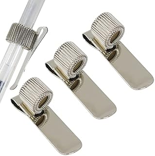 LRMYS Universal Stainless Steel Pen Holder, Adjustable Silver Matel Clip Pencil Holder with Spring Fits for Clipboard Notebook, 3 Pack