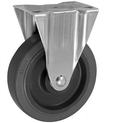 CasterHQ - 5 X 1.25 Light Duty Thermo Rubber Wheel - Rigid Caster - Light/Medium Duty Equipments