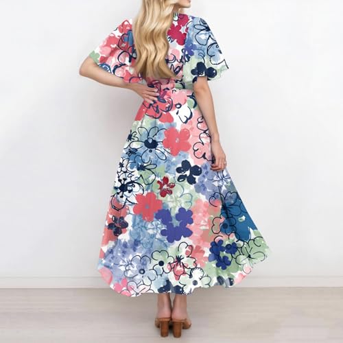 Spring Summer Chiffon Midi Dresses for Women 2025 Elegant Classy Wedding Guest Floral Formal Cocktail Prom Dress