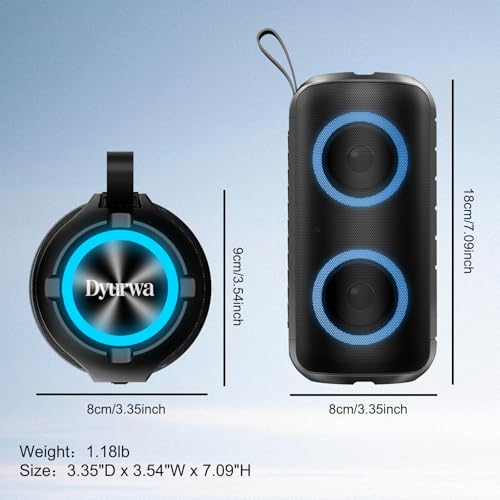 Altavoz Bluetooth Potente, Altavoz Portatil Bluetooth 5.3 con Refuerzo del Bass, Impermeable IPX6, 7 Cambios RGB, 12H Reproducción Bluetooth Speaker con Emparejamiento TWS, Ideal para Exteriores - imagen 8