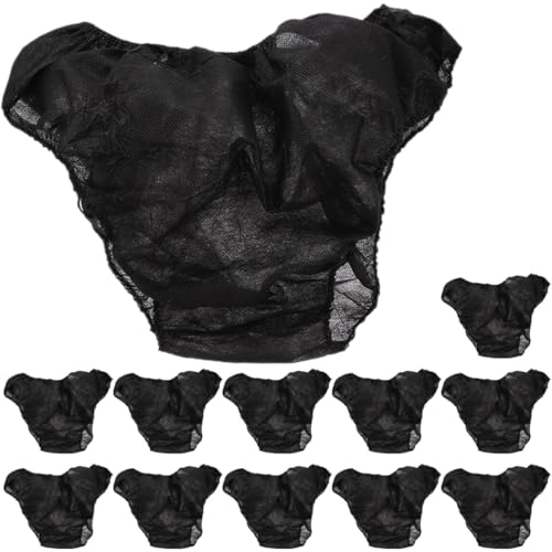 BESTYASH 12 piezas Bragas Desechables Negras para Spa y Sauna sin Costuras Transpirables y Elásticas Unisex Cómodas para Belleza Hotel y Viaje