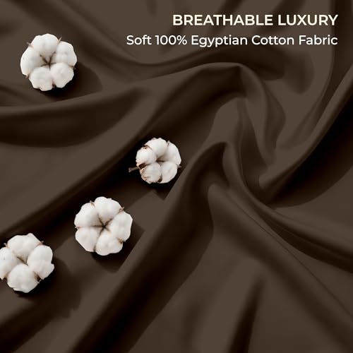 Image of SGI bedding 100% Egyptian Cotton Sheets RV King Size - 600 Thread Count Sheets Set, Soft, Cooling, 15 inch Deep Pocket, Luxury Hotel Bedding, Breathable, Durable - Chocolate