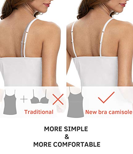 Image of Vislivin Womens Cotton Camisole Adjustable Strap Tank Tops with Shelf Bra Stretch Undershirts