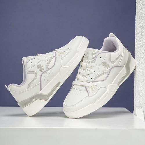 Image of Red Tape Women's Sneakers White Grey Pu Round Toe Lace-Up
