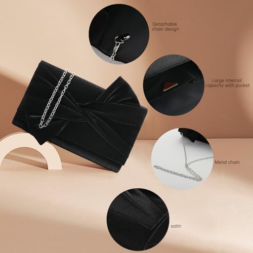 Image of WALLYN'S Satin Clutch purse evening bag for women party wedding handbag