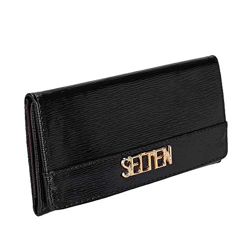 Kit Bolsa Feminina Tote Brilho Lorena + Carteira Selten Preta