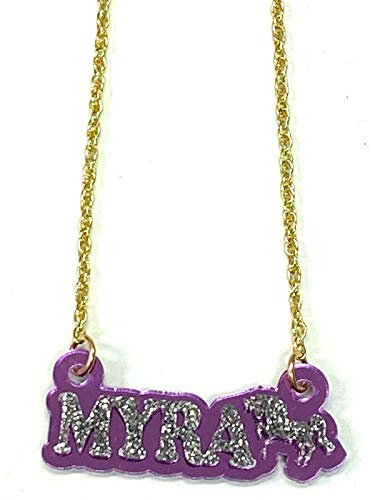 MIRROR MANIA Name Plate Custom Name Necklace Nameplate Jewelry Name Laser Cut Personalized, Diamond Look Letters with Unicorn, Gold Chain, Made To Order Any Name - Dazzling and Stunning!3