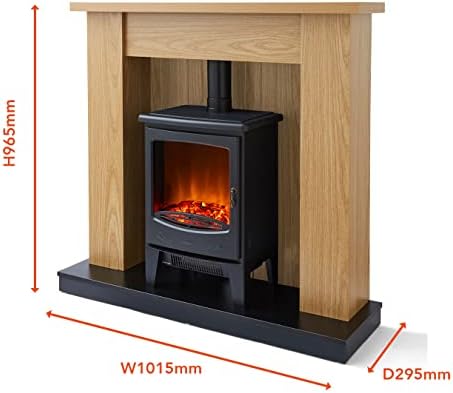 Warmlite WL45043 Cambridge Fireplace Stove Suite with Two Heat Settings and Realistic LED Flame Effect, 1850W, Black
