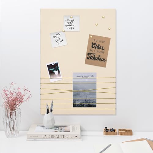 Navaris Bacheca in velluto per appendere foto e foto, 70 x 50 cm, per appendere foto, foto, foto per camera da letto, stile contemporaneo, beige