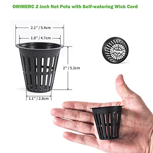 ORIMERC 30 STK 2inch(5cm) Netztöpfe Hydroponik Net Pot mit 30 Feet Selbstbewässerungsdocht & 30 STK Pflanzenetiketten Hydroponischer Becher Mesh Cup Topf Gemüse Orchidee Aquaponik Kratky Hydrokultur