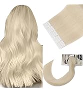 Elailite Tape in Hair Extensions Human Hair Real V3.0 #60 Platinum Blonde (12 Inch) 20 Strands 40...