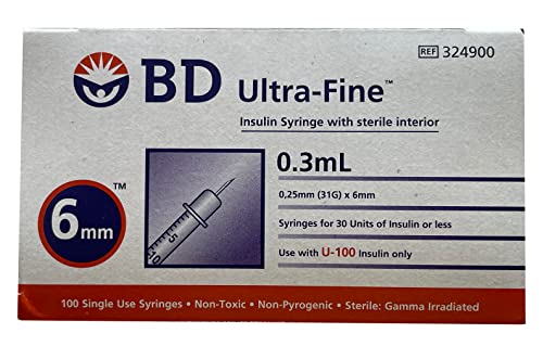 BD Ultra-Fine Insulin Syringes 31G 3/10cc 6mm 90/bx - Thumbnail 2