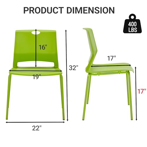 Image of Sidanli Stackable Office Chairs, Green Guest Chairs with Comfortable Streamline Seat, Stacking Chairs No Wheels for Conference Room, Set of 4