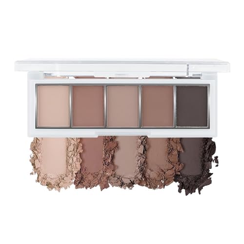 Kinretixia Palette d'ombres à paupières neutres nude-brun, 5 teintes mates de crème à anthracite, texture lisse et mélangeable, maquillage des yeux...