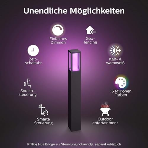 Philips Hue White and Color Ambiance LED Wegeleuchte Impress,