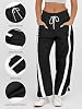 Pantalones holgados de pierna ancha para mujer, casuales, con cordón y cintura elástica, color contrastante, estilo Y2K 6