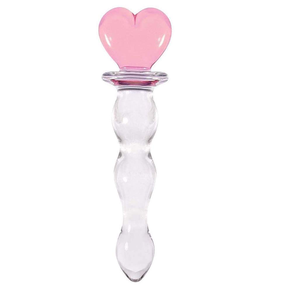 Crystal Glass Pleasure Wand Dildo Penis G-spot Stimulation Female Masturbator (Heart)