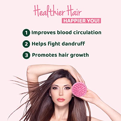 Image of Rey Naturals Hair Scalp Massager Shampoo Brush - Hair Growth, Scalp Care, and Relaxation - Soft Bristles for Gentle Massage - Pink Color (Pink)