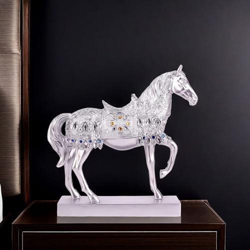 Estatua de Caballo Feng Shui Plateada para Decoración miniatura 7