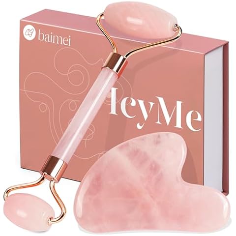 BAIMEI Rose Quartz Gua Sha and Roller Set Cover