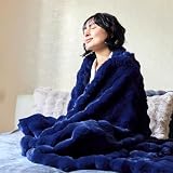 Baldur ふわとろ毛布 シングル 冬用 ふわふわ毛布 厚手 高密度 3cm ロング毛 ジュニア 子供用 ソファー掛け 柔らかく肌触 暖かい 丸洗い 可能 ぬくもりキープ (ネイビーブルー, 100×140㎝)