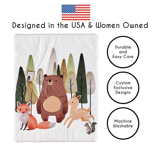 Image of Sweet Jojo Designs 3-Piece Baby Crib Bedding Set (Woodland Animals) for Boys or Girls, Infants /Nursery incl. Blanket, Fitted Sheet and Crib Skirt (Neutral Theme, Woods, Forest Animal, Bear, Deer Fox)