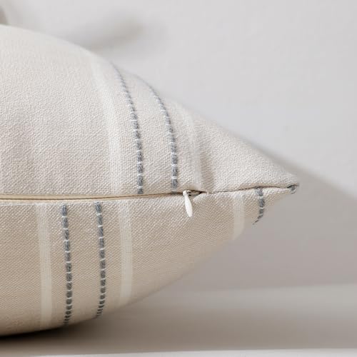 Image of Hckot Throw Pillow Covers 18x18 Set of 2 Grey Pillow Covers Farmhouse Decorative Pillows Textured Linen Square Cushion Covers for Sofa Couch Bed Living Room Decor(Light Grey)