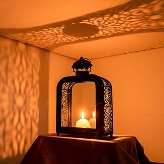 DECORKEY Candle Lantern Decorative, Indoor&Outdoor Vintage Metal Lanterns with Clear Glass, Tabletop&Hanging Candle Holders for Patio Front Porch Home Decor(Bronze)