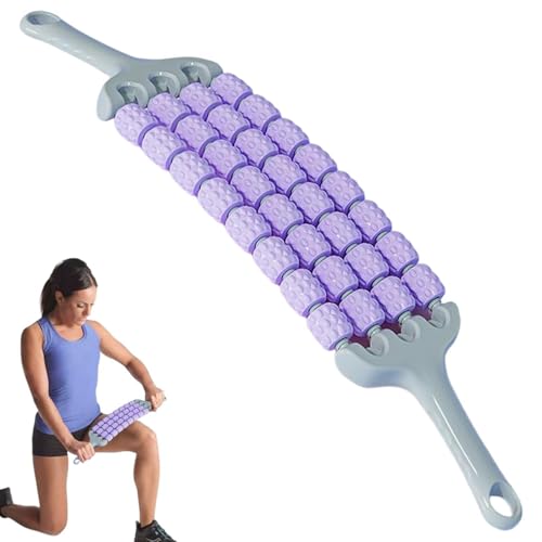 Massage Roller For Legs - Four Dimensional Muscle Massage Roller Adjustable Training Tool, Rotating Wheels + Ergonomic Non Slip Grip | High Density EVA Foam - For Thigh &
