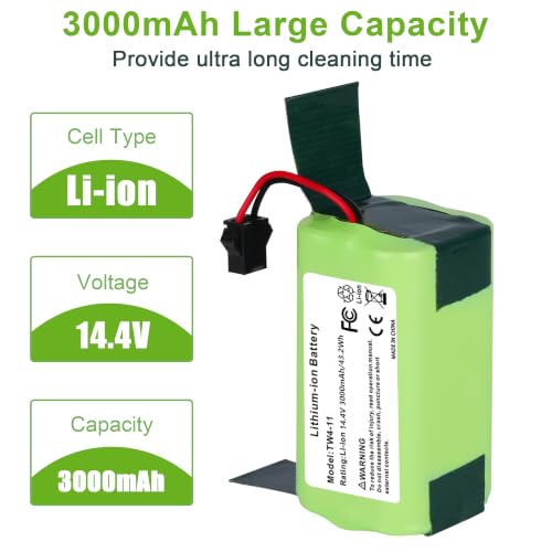 Image of JYJZPB 14.4V 3000mAh Replacement Battery for Eufy RoboVac 11 11S 30 15C 25C 35C G10 G30 Edge, G30 Verge, G32Pro G40 and Ecovacs Deebot N79, N79S, DN622, 500