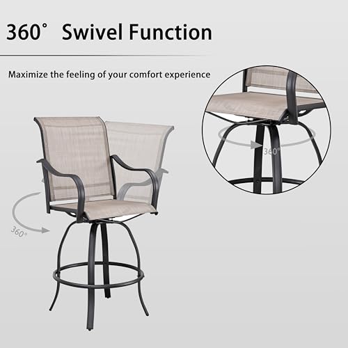 Image of LOKATSE HOME Outdoor Swivel Bistro Stool Set of 4 for Balcony, Poolside, Backyard, Garden, Grey