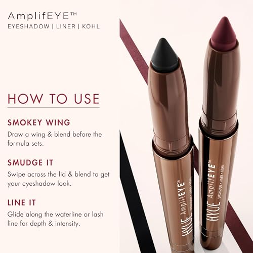 Image of HYUE AmplifEYE 3-in-1 EYE Crayon | Eyeshadow - Liner - Kohl | Plum Drip | Creamy Multi-Use Stick with in-built Sharpener and Smudger | High-Pigment Formula with Vitamin E & Jojoba Oil