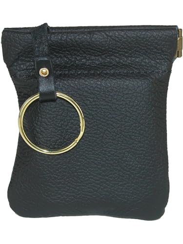 CTM Men's Leather Key Case Coin Pouch Wallet, Black2