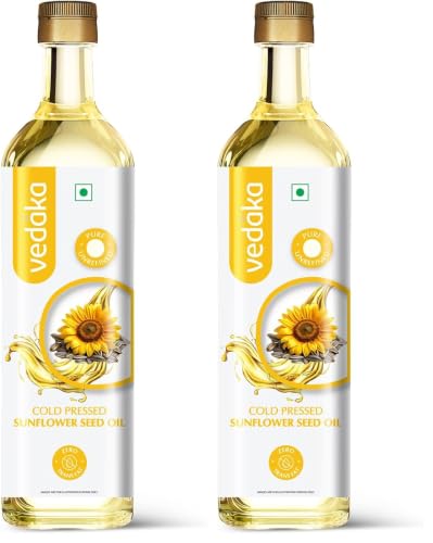 Image of Amazon Brand - Vedaka Cold Pressed Sunflower Oil 1L | Suitable For Cooking & Frying | Contains Mufa & Omega - 6 Pufa | Contains Natural Antioxidants And For All Types Of Cuisines (Pack of 2)