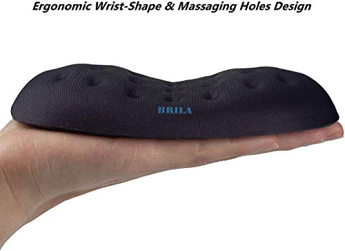 BRILA Upgraded Ergonomic Keyboard and Mouse Wrist Rest Support Cushion Pad Set - Comfy Soft Memory Foam Gel Padding & Non-Slip Palm/Hand/Wrist Pain Relief Rest Pad for Office Work, PC Gaming, Laptop