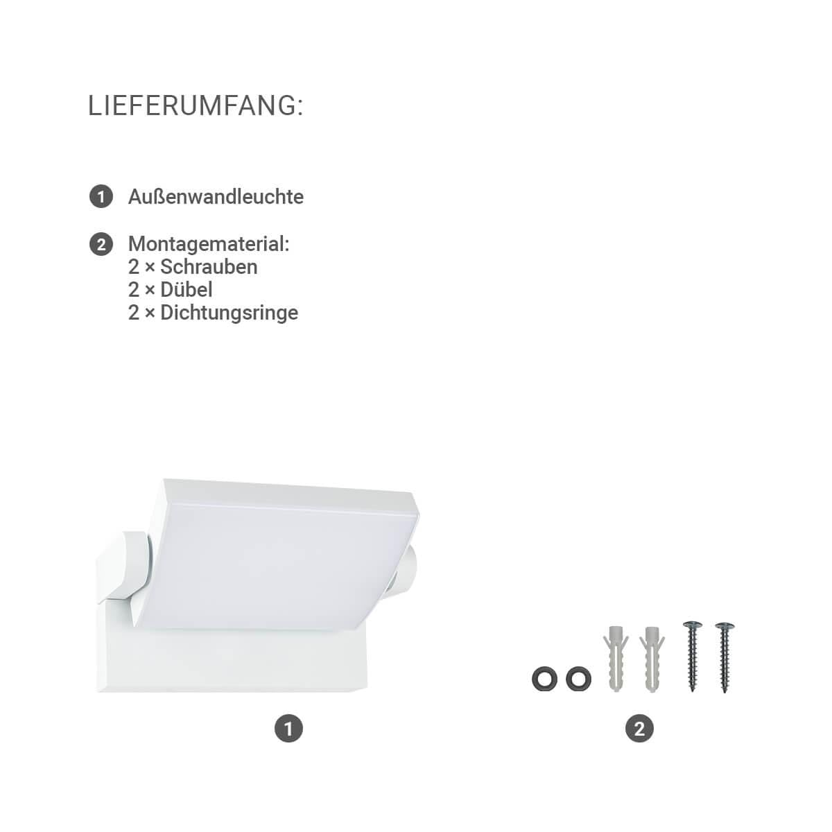 Außenwandleuchte Angle 26,5W schwenkbar - Lichtfarbe: 3000K - Farbe: weiß
