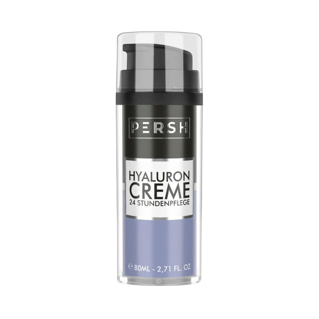 PERSH Hyaluron Creme 80ml - Feuchtigkeitsspendende Anti-Aging Creme | Hyaluronsäure für frische, glatte Haut | Pflege für Gesicht, Augen, Hals & Dekolleté | Vegan