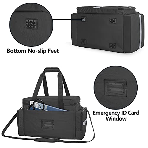 Trunab First Aid Bag Empty, Professional Medical Bag Emergency Responder Trauma Bag with Inner Dividers and No-Slip Bottom, Ideal for EMT, EMS, Paramedics, Bag ONLY
