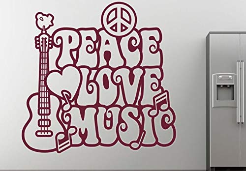 Peace Love Music Seventies Retro Flowerpower - Adesivo per auto, 60 cm, resistente ai raggi UV e agli autolavaggi, qualità professionale, resistente ai raggi UV e agli autolavaggi,