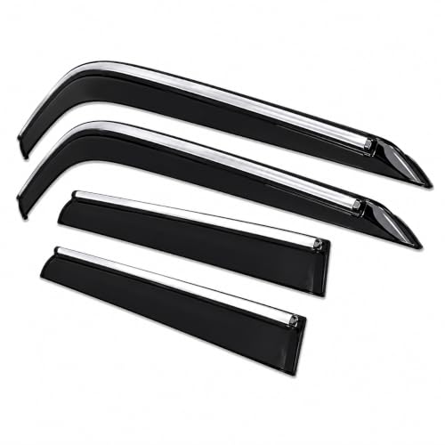 Image of CAR SAAZ Side Door Visors for Fortuner (2009-2016) (Set of 4Pcs) | Smoke Finish Chrome Lined Rain Guards, Polycarbonate