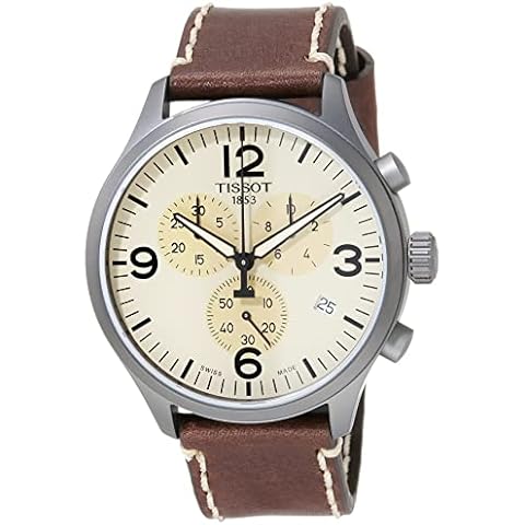 Tissot Mens Chrono XL 316L Stainless Steel case with Grey PVD Coating Quartz Watch, Brown, Leather, 22 (T1166173626700) Cover